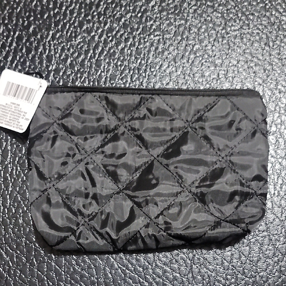 Quilted Black Cosmetic Pouch Bag